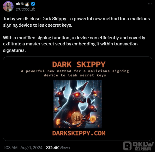 新發現的“Dark Skippy”漏洞可能危及Bitcoin硬&nbsp;圖片